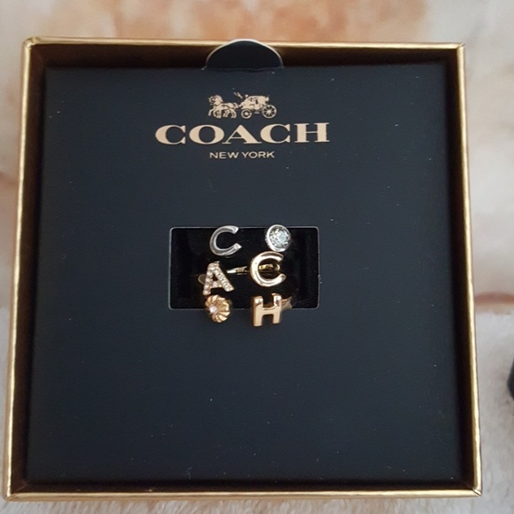 New Coach Tri-Tone Letter Rings - Picture 1 of 7